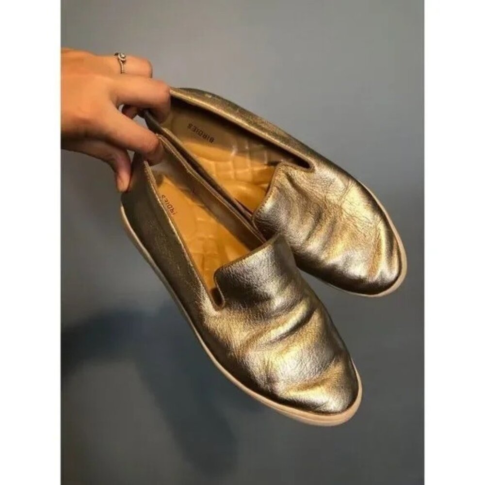 Birdies The Swift Slip On Leather Sneaker Gold Size 8